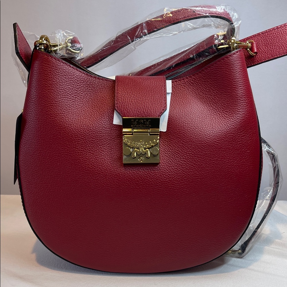 MCM Patricia Red Leather Hobo Shoulder bag